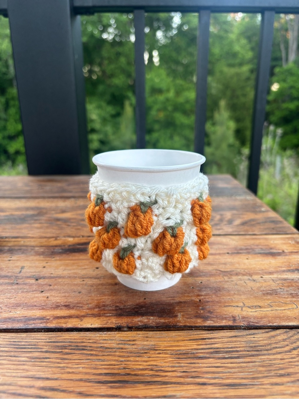 2 Crochet Pumpkin Coffee Koozie - Picture 2 of 3